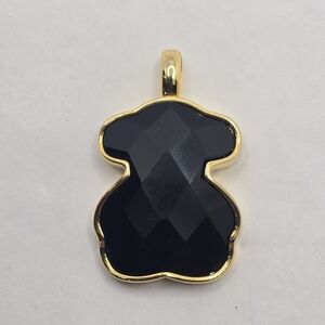 Tous Vermeil Faceted Silver Bear Pendant with Onyx